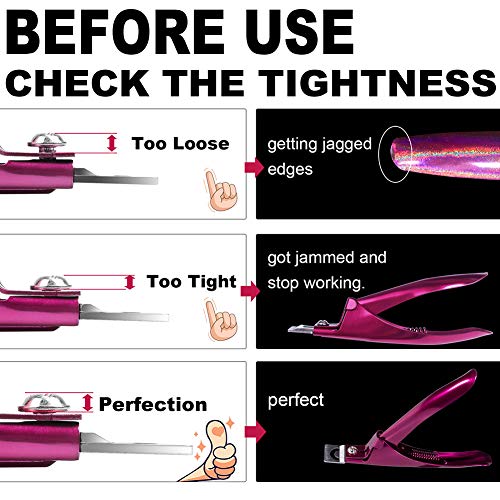 Elegant Violet Red Premium Adjustable Stainless Steel Artificial Acrylic Fake False Nail Tip Clipper Cutter Trimmer Manicure Pedicure Sharp Blade Clip Tool For Salon Home Nail Art Beauty Design DIY - color: Elegant Violet Red