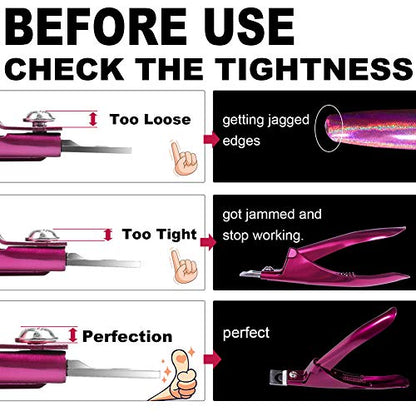 Elegant Violet Red Premium Adjustable Stainless Steel Artificial Acrylic Fake False Nail Tip Clipper Cutter Trimmer Manicure Pedicure Sharp Blade Clip Tool For Salon Home Nail Art Beauty Design DIY - color: Elegant Violet Red