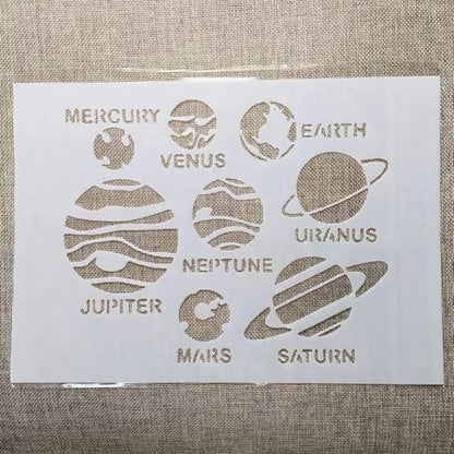 TIAMECH A4 Reusable Solar System Stencil for Painting | Planets Earth Mars Saturn Mercury Layering Template, DIY Wall Art, Wood Furniture, Scrapbook & Crafts (8.3x11.7inch) - style: Solar System