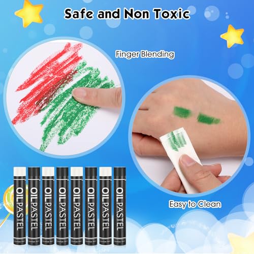 Nezyo 72 Pieces Black and White Oil Pastels Bulk for Artists Soft Oil Crayons Single Color Hexagonal Creamy Pastel Refill Set for Teachers Beginners Artists Painting Drawing Relaxing Blending - color: Black,White
