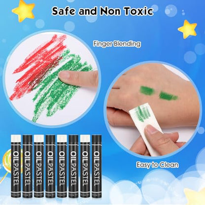 Nezyo 72 Pieces Black and White Oil Pastels Bulk for Artists Soft Oil Crayons Single Color Hexagonal Creamy Pastel Refill Set for Teachers Beginners Artists Painting Drawing Relaxing Blending - color: Black,White