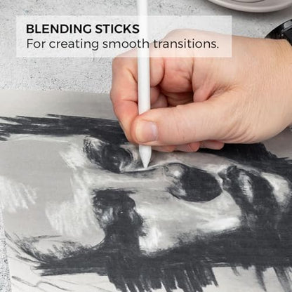 Zieler Artists Charcoal Drawing Set | 24-piece Gift Tin Set | The Ideal Starter Set