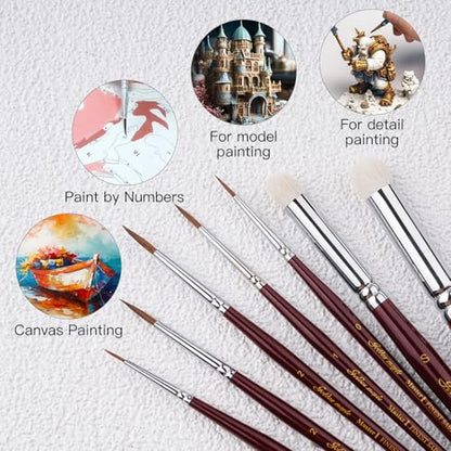 Kolinsky Sable Miniature Paint Brushes - Golden Maple 7pcs Detail Paint Brushes Drybrushes for Acrylic Watercolor, Small Fine Detail Paint Brush Set for Mini Paints (red) - color: Red