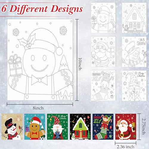 Dinifee 6 Pack Pre Drawn Canvas for Painting Pre Printed Canvas Kit 8 x 10 Inch Stretched Cotton Paint and Sip Set for Adults Couple Party Graduation Summer Date Night(Santa Blessing) - style: Santa Blessing