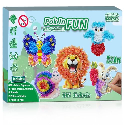 JRD&BS WINL Poke A Dot Art Kit - Magical Animals Theme No-Mess DIY Craft for Kids Mess-Free Fun for Kids, DIY Wood Craft Kits, Creative Activity, Christmas Gifts for Girls & Boys Ages 4 - style: Animal