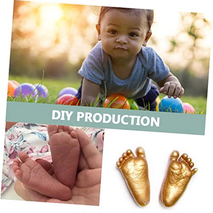 YARNOW 1 Set Hand Modeling Powder Set Baby Hand and Feet Casting Kit Kids Hand Mold High Baby Keepsake Hand Foot Molding Kit Infant Handprint Keepsake Hand Plaster Kit Baby Kit Pe Golden