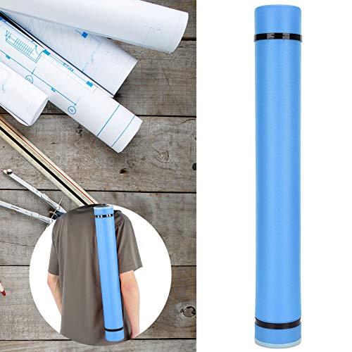 Adjustable Drafting Tube, Extendable Thickened Telescopic Collection Poster Storage Case with Upper Opening Design Drawing Tube for Artworks, Maps, Documents (Blue)