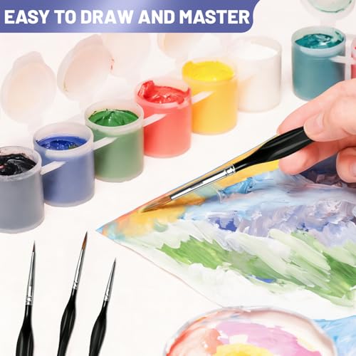 11Pcs Detailing Paint Brushes Set with Triangular Handles - Fine Tip Micro Brushes for Miniature Painting, Warhammer 40k, Acrylic Oil Watercolor Art, Figurine, Model, Paint by Numbers Kit