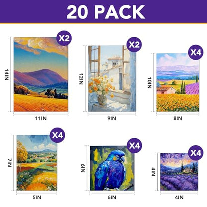 ESRICH Canvas Boards for Painting 20 Multi Pack Paint Canvas Panels 11x14, 9x12, 8x10, 6x6, 5x7, 4x4 Blank Canvases for Painting-Cotton Primed Painting Canvas for Acrylic, Oil, Gouache & Tempera - style: 20 Packs Canvas Panel - 6 Sizes