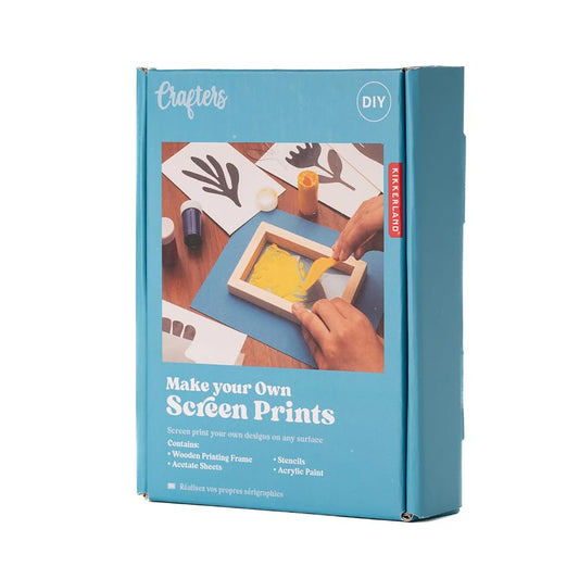 Kikkerland Screenprinting Kit for Ages 6 to 12 - Screenprinting Kit - Includes Wooden Frame, Stencils, Acetate Sheets, Paints, Squeegee