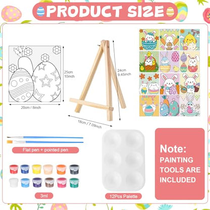 Zhanmai 72 Pcs 12 Sets Sip and Paint Kit Pre Drawn Canvas for Painting 8" x 10" Paint Party Canvas Painting Pre Printed Canvases for Party Favor DIY Virtual Adult's Date Night(Bunny Eggs) - style: Bunny Eggs