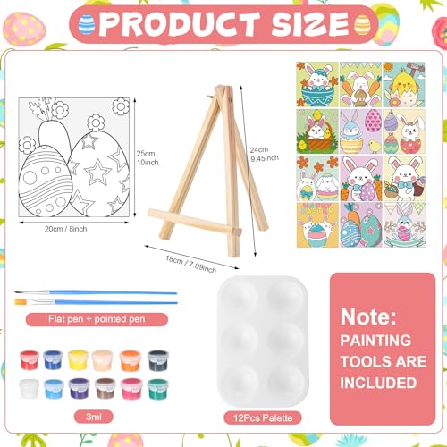 Zhanmai 72 Pcs 12 Sets Sip and Paint Kit Pre Drawn Canvas for Painting 8" x 10" Paint Party Canvas Painting Pre Printed Canvases for Party Favor DIY Virtual Adult's Date Night(Bunny Eggs) - style: Bunny Eggs