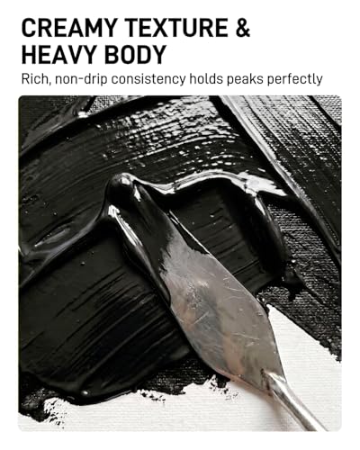 JusArt Black Acrylic Paint, 8.45oz/250ml Large Tube, Heavy Body Rich Pigment, Non-Toxic, Non-Fading Craft Paint for Canvas Wood Metal Fabric Ceramics, Art Supplies for Adults Artists Beginner - color: Black