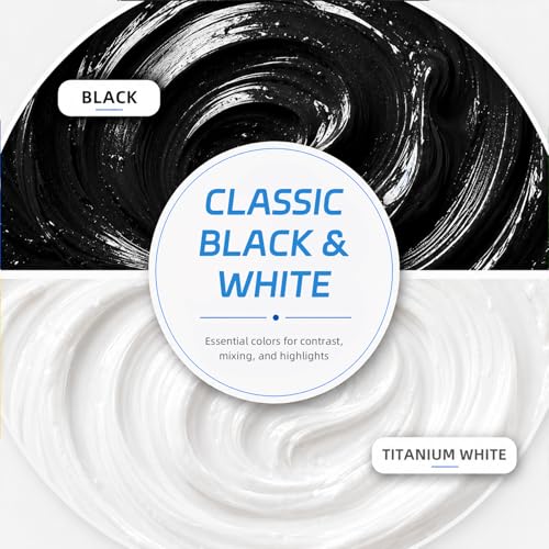 Falling in Art Black and Titanium White Acrylic Paint, Large 135.2 Oz Premium Pouring Acrylic Paint, Perfect for Canvas, Wood, Ceramic, and More - color: Black and Titanium White