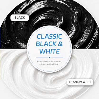 Falling in Art Black and Titanium White Acrylic Paint, Large 135.2 Oz Premium Pouring Acrylic Paint, Perfect for Canvas, Wood, Ceramic, and More - color: Black and Titanium White
