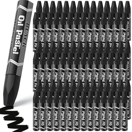 144 Pcs Black Oil Pastels Bulk Soft Oil Crayons Precision Bullet Tip Artists Pastel Crayons 2.8 x 0.4 Inch Single Color Creamy Pastels Blending Graffiti for Painting Drawing Sketching - color: Black