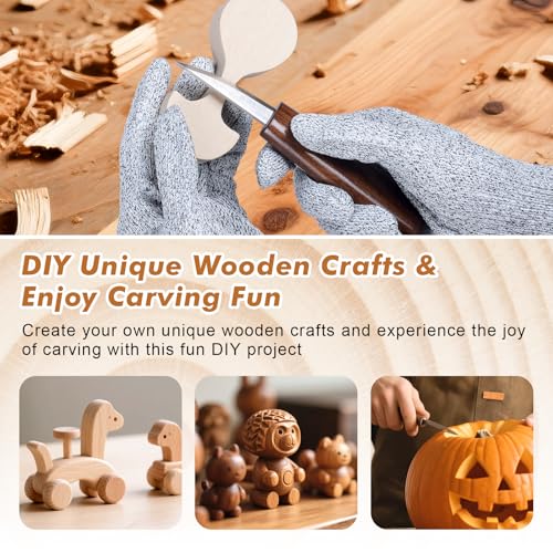 Ninonly 42pcs Wood Carving Tools Kit, Wood Whittling Knife Set for Beginners, Wood Carving Knife Set with 12 Basswood Blocks, Woodworking Kit DIY Hobbies for Adults Spoon Bowl Kuksa Cup