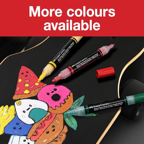 Faber-Castell Shake & Paint Markers: Black & White - 2 Dual Tip Paint Markers, Permanent Markers for Clothes, White Acrylic Paint Pen, Arts & Crafts Supplies - style: Black & White