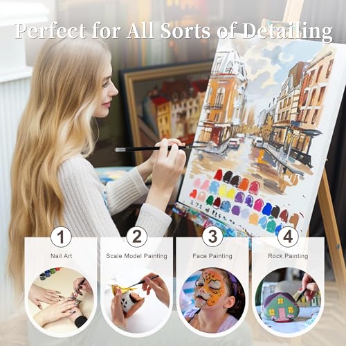 21pcs Paint Brush Set,Acrylic Paint Brushes, Paint Brushes with Dry, Angled Spot, Liner, Flat, Round, Acrylic Brush for Watercolor， Acrylic Canvas Paintings, Face Painting, Body Painting - size: 21pcs
