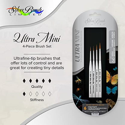 Silver Brush UMS-2455S Ultra Mini Ultimate Round Short Handle Brush Set, 4 Per Pack - color: Designer Round Set, size: 4 Pc