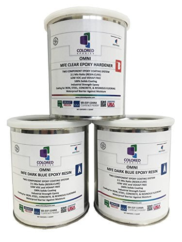 Coloredepoxies 10006 Dark Blue Epoxy Resin Coating Made with Beautiful and Vibrant Pigments, 100% solids, For Garage Floors, Basements, Concrete and Plywood. 3 Quart Kit - color: Dark Blue, style: 3 Quart Kit