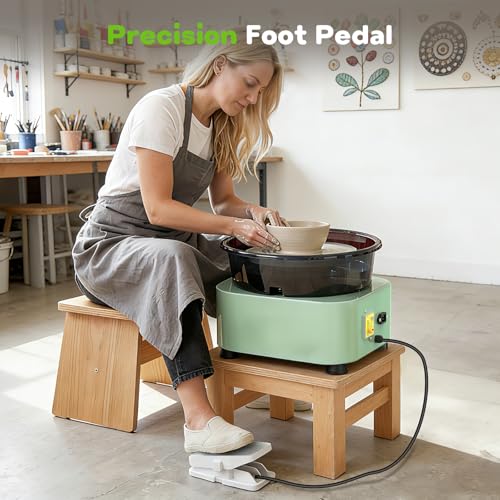 Alldeer 11-inch Pottery Wheel, 350W Electric Ceramic Forming Machine with Detachable Basin, 0-300RPM Foot Pedal Control, 19PCS Complete Clay Tool Kit for Professional Potters and Adult Crafters - size: 11inch