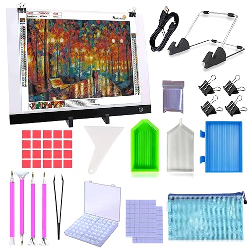 LIRUNQIU B4 Diamond Painting LED Light Pad Kit | Includes storage case, pens, stand, pad board. Ideal for adults, full drill diamond art. Complete 5D tool set. - size: B4 Led Pad