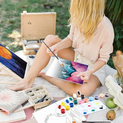 Dinifee 6 Pack Pre Drawn Canvas for Painting Pre Printed Canvas Kit 8 x 10 Inch Stretched Cotton Paint and Sip Set for Adults Couple Party Graduation Summer Date Night(Scenery) - style: Scenery