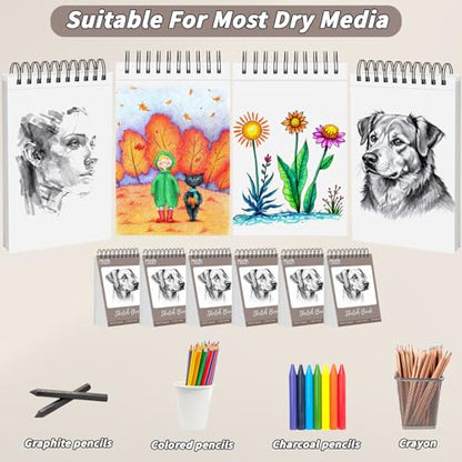 6 Pcs Sketch Book Bulk 5.5 x 8.5 In 600 Sheets Top Spiral Bound Sketch Pad Drawing Paper 100 Sheets Each Acid Free Mixed Media Sketchbook 68lb/100gsm Art Supplies for Beginner Artist - size: 5.5x8.5in, style: Total 600 sheets-6pcs