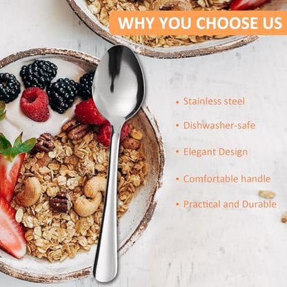 36 PCS Dinner Spoons Set - Windsor Stainless Steel Dinner Spoon 7.1 Inch with Dishwasher Safe Dessert Spoons,Metal Dessert Spoon, Silverware for Home,Kitchen or Restaurant - size: 36-piece Dinner Spoon