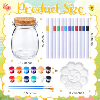 6 Set Paint Your Own Glass Jar Kit Included Clear Glass Pudding Jars with Markers Art DIY Set for Teen Adults Decor Craft Project Birthday Party Activities