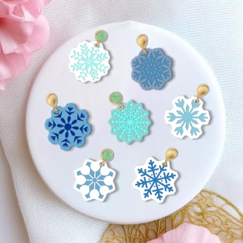 CHGCRAFT Polymer Clay Texture Sheets Winter Snowflakes Silicone Texture Stamp Christmas Clay Texture Mat Modeling Pattern Pad Texture Sheets for Polymer Clay Making Earrings Jewelry 5.5x5.5inch - style: Snowflakes