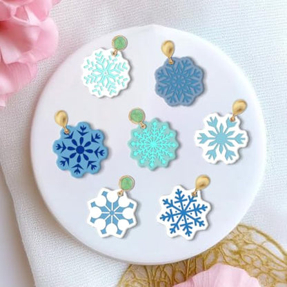 CHGCRAFT Polymer Clay Texture Sheets Winter Snowflakes Silicone Texture Stamp Christmas Clay Texture Mat Modeling Pattern Pad Texture Sheets for Polymer Clay Making Earrings Jewelry 5.5x5.5inch - style: Snowflakes