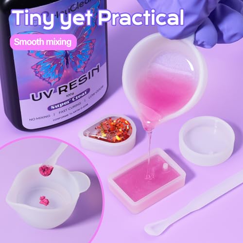 HeyClear 100g UV Resin kit -Super Clear, Hard Premixed and Fast Curing for Jewelry Making, Mold DIY Craft Decoration, Coating - size: 100g kit