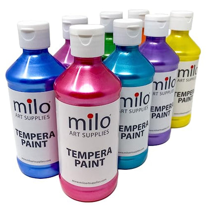 milo Washable Paint | Sparkle Pearlescent Tempera | Set of 8 Colors 8 oz Bottles | Made in the USA | Washable and Non-Toxic Glitter Arts & Crafts Poster Paints for Classroom, School, Project - style: Sparkle Pearlescent 8 x 8 oz Bottles