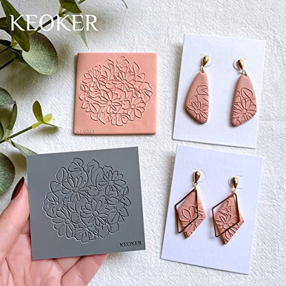 Keoker Polymer Clay Texture Sheets, Clay Texture Mat for Making Earrings Jewerly, Polymer Clay Earrings Tools (Floral B) - color: Floral B