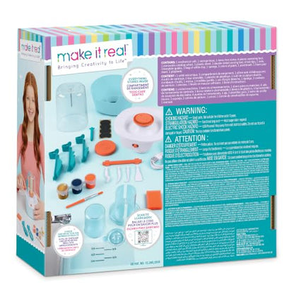 Make It Real Mini Pottery Studio - 26-Piece DIY Pottery Kit with Mess-Free Air Dry Clay - Create 10 Miniature Projects, Beginner to Master Levels - Innovative Centering Tool - Great for Kids Ages 8 - style: Standard
