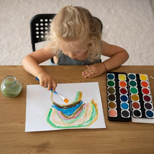 20 Pcs 3/4 Inch Flat Paint Brushes, Acrylic Brush Wide Synthetic Bristles Paintbrushes Small Watercolor Brushes Bulk Craft Paint Brush with Wooden Handle for Detail Art Painting Oil, Face Body Art