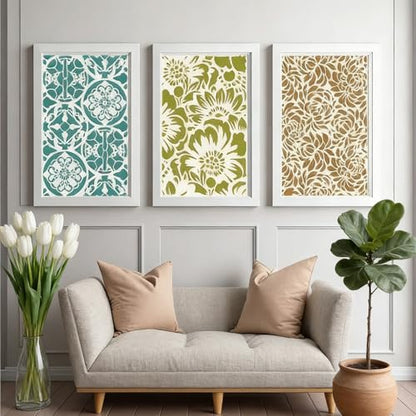 16 Pieces Stencils for Painting, Abstract Texture Mixed Media Art Supplies Crafts Reusable Layering Stencil Brick Pattern Templates for Drawing Card Making Canvas Furniture Paper (Type-A) - style: TYPE-A