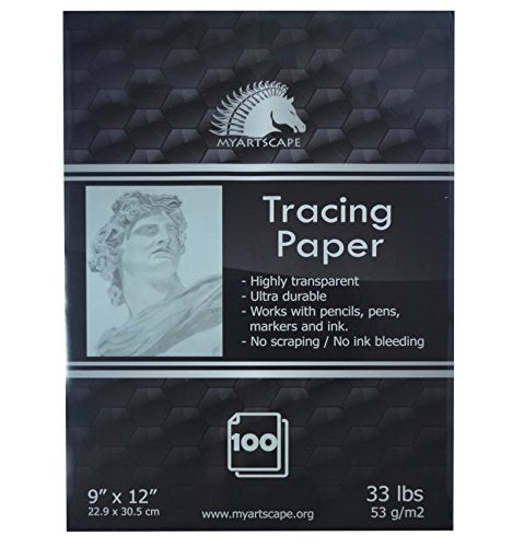 MyArtscape Tracing Paper Pad - 33lb - 9" x 12" - 100 Transparent Sheets - Artist Quality - High Transparency - Professional Art Supplies