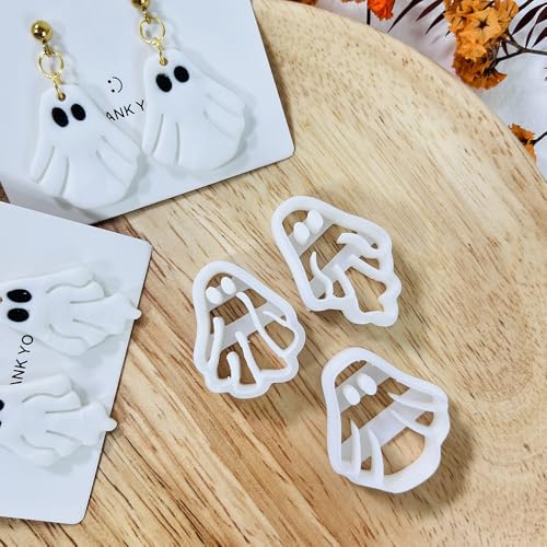 Xaekicr Halloween Ghost Polymer Clay Cutters – 3 Pcs Spooky Clay Cutters for Earrings and DIY Crafts, Polymer Clay Tools for Jewelry Making - color: X color