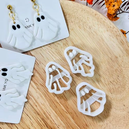 Xaekicr Halloween Ghost Polymer Clay Cutters – 3 Pcs Spooky Clay Cutters for Earrings and DIY Crafts, Polymer Clay Tools for Jewelry Making - color: X color