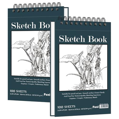 Small Sketchbook 5.5" x 8.5" - 2 Pack Top Spiral Mini Sketch Pad, Small Sketch Book Hard Cover, 100 Sheets Each 68lb/100gsm - Mini Drawing Paper for Kids, Portable Drawing Pad for Beginners & Artists. - color: Aegean Blue