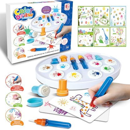 Magic Painting Brush Set for Kids - Mess Free Inkless Drawing Kit, Sensory Art Learning Activities & Toddler Travel Toys, Christmas Birthday Gifts for Boys Girls Ages 3+