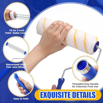 Leumoi 18 Pack 9 Inch Paint Roller Frame 5 Wire Galvanized Roller Handle Brush House Painting Supplies for Wall House Home Repair Tools, Use with 9" Paint Covers (Bule) - color: Bule