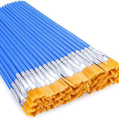 50 Pcs Flat Paint Brushes for Touch Up, Anezus Small Paint Brushes for Classroom Craft Brushes for Acrylic Watercolor Face Painting - style: flat