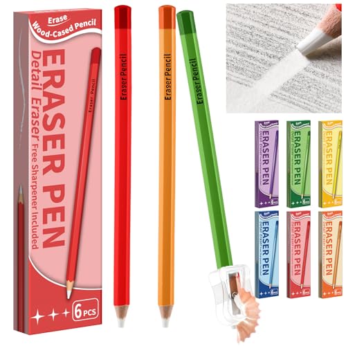 Resurhang 18 Pcs Eraser Pencils for Artists Bulk Back to School Drawing Erasers for Sketching Fine Detail Eraser Pencils with Sharpener Colored Highlight Pens for Artists Geometry Corrections(Rainbow) - color: Rainbow