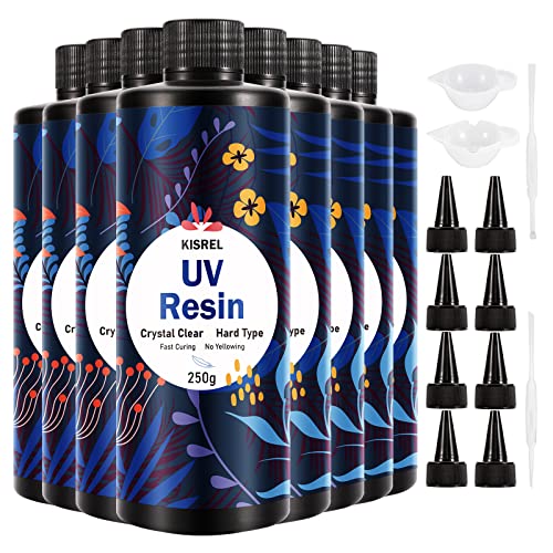 KISREL UV Resin 2000g - Upgraded Hard Type Crystal Clear Ultraviolet Curing UV Epoxy Resin for Craft Jewelry Making - size: UV2000g