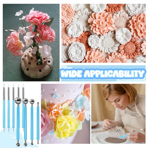 Ashmacdo 18 Pcs Silicone Clay Sculpting Tool,Ball Stylus Clay Tools,Modeling Dotting Tool for Pottery Craft,Rock, Nail, Blending, Drawing (Blue) - color: Blue