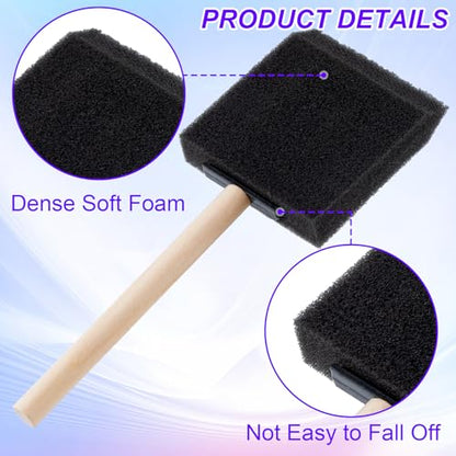 HINZIC 5Pcs 3inch Foam Paint Brushes Black Sponge Brushes Wood Handle Foam Brushes for Painting Varnishes DIY Craft Projects - size: 3 inch